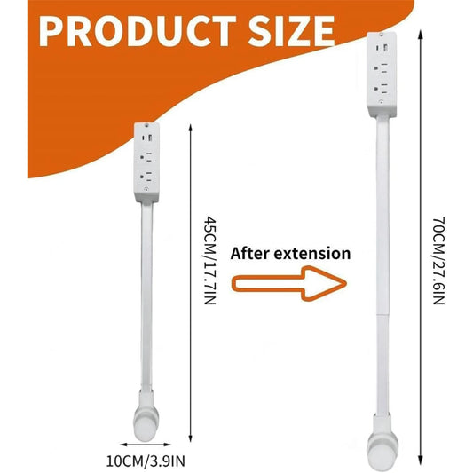 Expandable and Rotating Outlet Features USB-A, USB-C, and 2 Ac Outlets, Extendable Outlet Plug Extends 22-34, 180° Swivel, Socket Extender for behind Couches Nightstands (1Pc),White